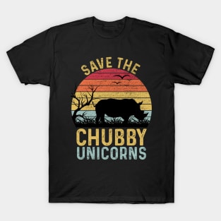 Save The Chubby Unicorns Vintage Funny Rhino T-Shirt